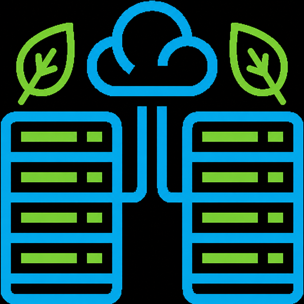 Eco-friendly colocation server racks icon