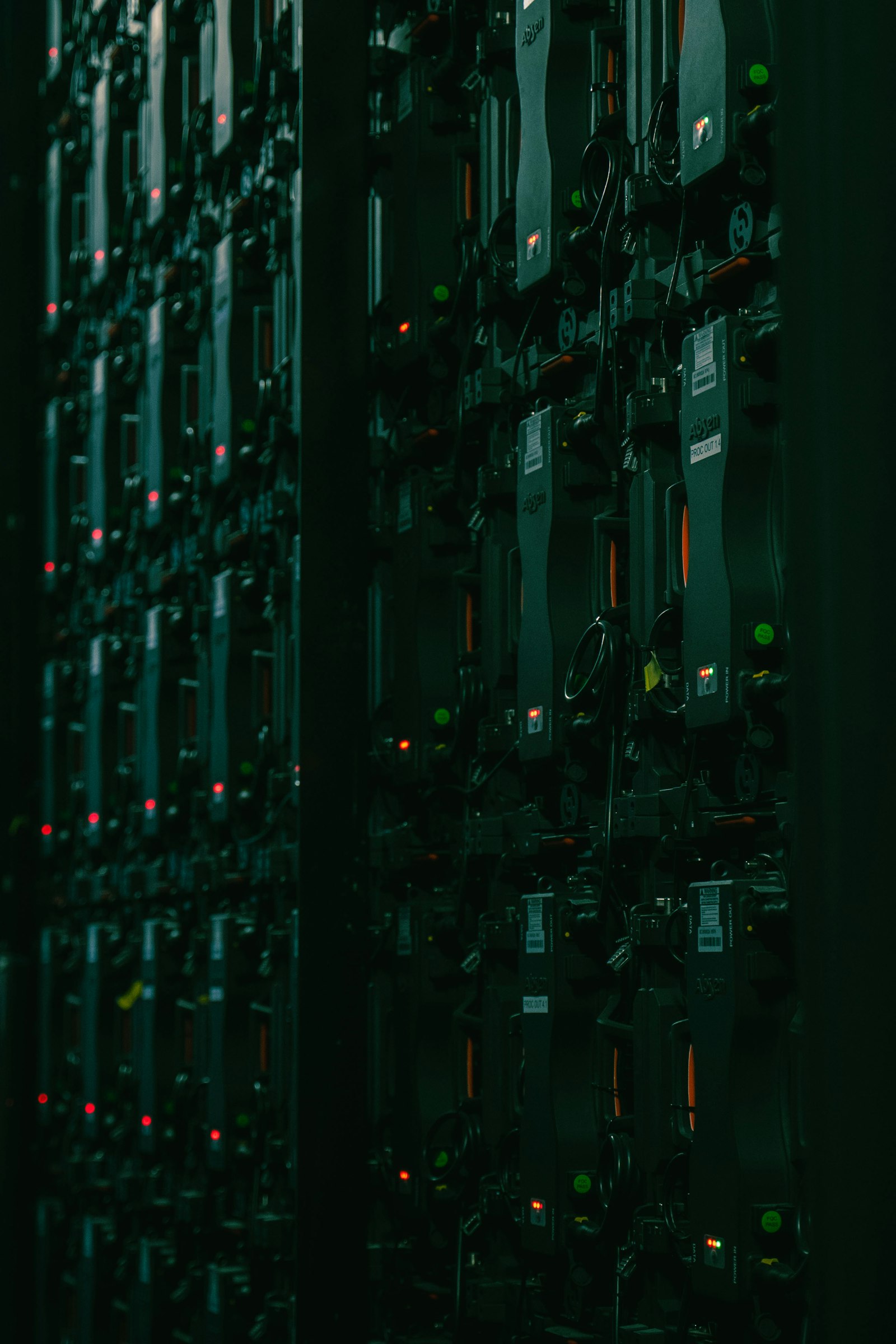 Rows of electronic equipment in a room