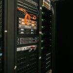 A rack of servers in a server room